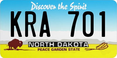 ND license plate KRA701