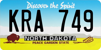 ND license plate KRA749