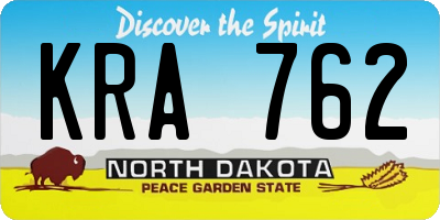 ND license plate KRA762