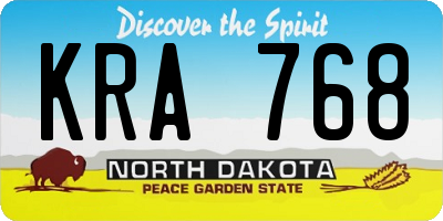 ND license plate KRA768