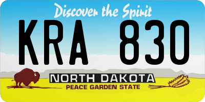 ND license plate KRA830