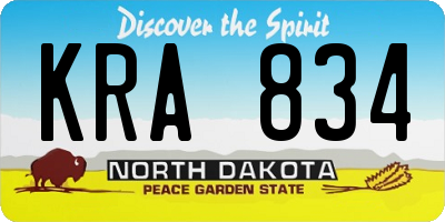 ND license plate KRA834