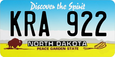 ND license plate KRA922