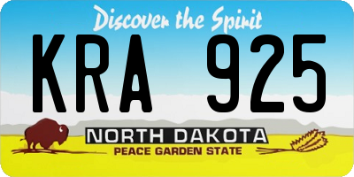 ND license plate KRA925