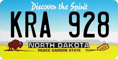 ND license plate KRA928