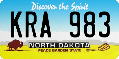 ND license plate KRA983