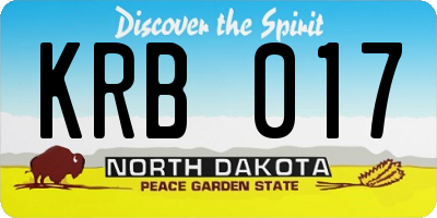 ND license plate KRB017
