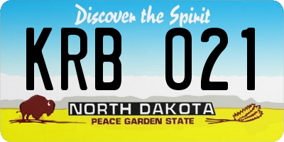 ND license plate KRB021