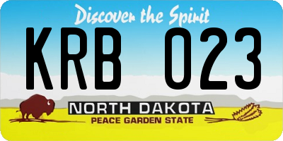 ND license plate KRB023