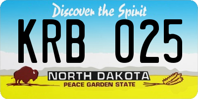 ND license plate KRB025