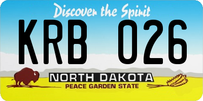 ND license plate KRB026
