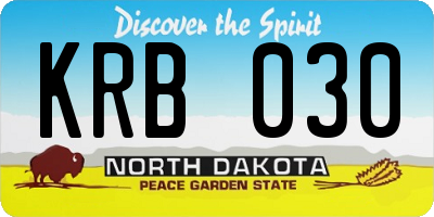 ND license plate KRB030