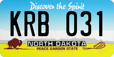 ND license plate KRB031