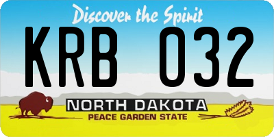 ND license plate KRB032