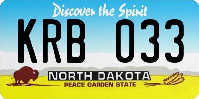 ND license plate KRB033