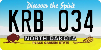 ND license plate KRB034