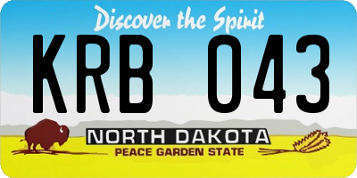 ND license plate KRB043