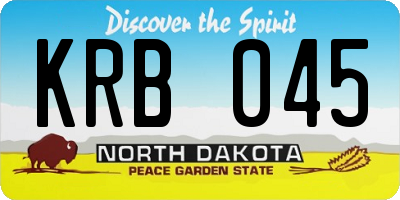 ND license plate KRB045