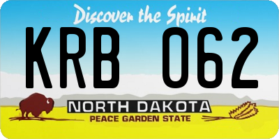 ND license plate KRB062