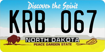 ND license plate KRB067