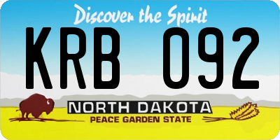 ND license plate KRB092