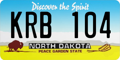 ND license plate KRB104