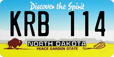 ND license plate KRB114