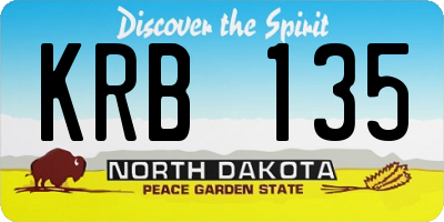 ND license plate KRB135