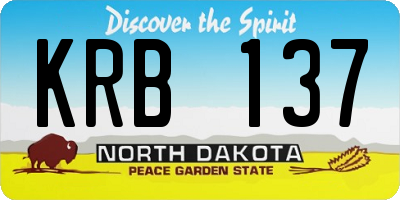 ND license plate KRB137