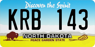 ND license plate KRB143