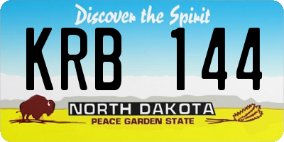 ND license plate KRB144