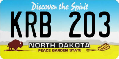 ND license plate KRB203