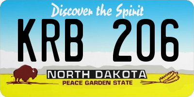 ND license plate KRB206