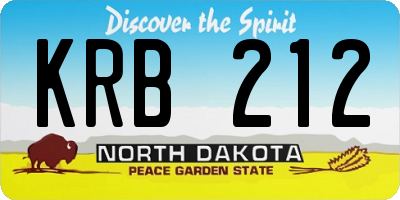 ND license plate KRB212
