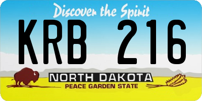 ND license plate KRB216