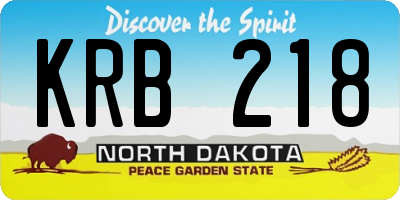 ND license plate KRB218