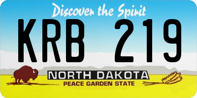 ND license plate KRB219
