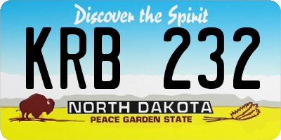 ND license plate KRB232