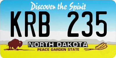 ND license plate KRB235