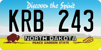 ND license plate KRB243