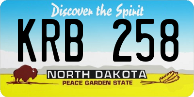 ND license plate KRB258