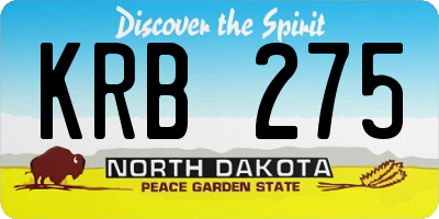 ND license plate KRB275