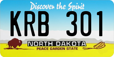 ND license plate KRB301