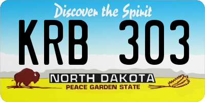 ND license plate KRB303