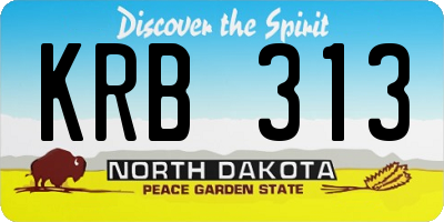 ND license plate KRB313