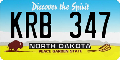 ND license plate KRB347