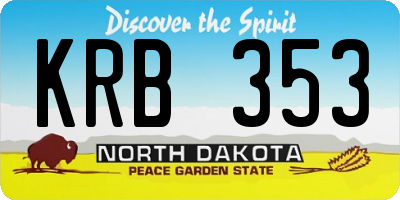 ND license plate KRB353