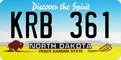 ND license plate KRB361