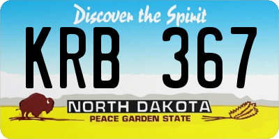 ND license plate KRB367