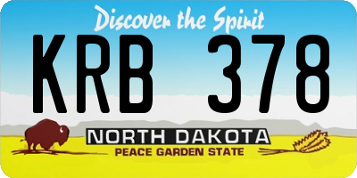 ND license plate KRB378